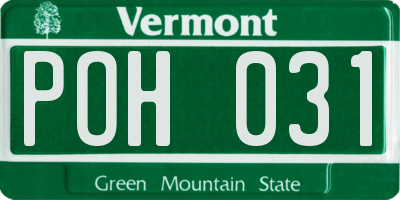 VT license plate POH031