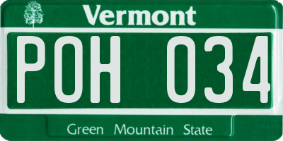VT license plate POH034