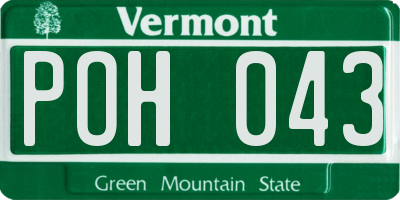 VT license plate POH043