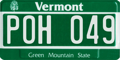 VT license plate POH049