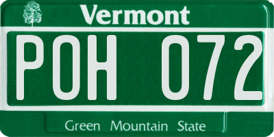 VT license plate POH072
