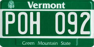 VT license plate POH092