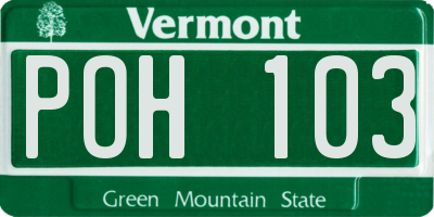 VT license plate POH103