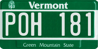 VT license plate POH181
