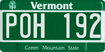 VT license plate POH192