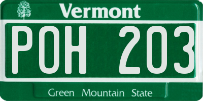 VT license plate POH203