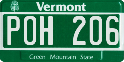 VT license plate POH206