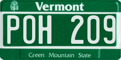 VT license plate POH209