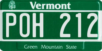 VT license plate POH212