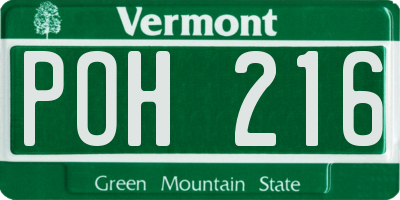 VT license plate POH216
