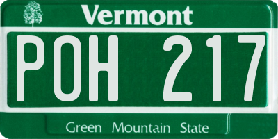 VT license plate POH217