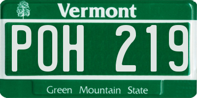 VT license plate POH219