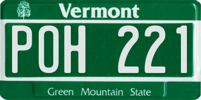 VT license plate POH221