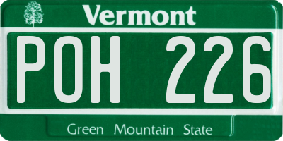 VT license plate POH226