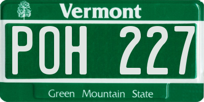 VT license plate POH227