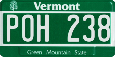 VT license plate POH238