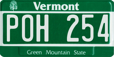 VT license plate POH254
