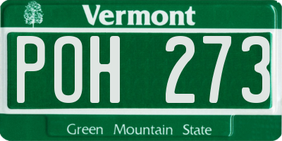 VT license plate POH273