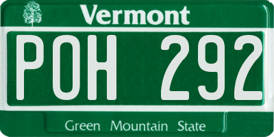 VT license plate POH292