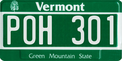 VT license plate POH301