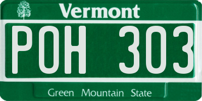 VT license plate POH303