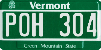 VT license plate POH304
