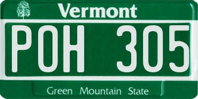 VT license plate POH305
