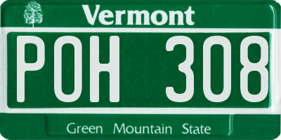 VT license plate POH308