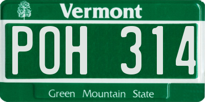 VT license plate POH314