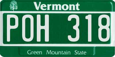 VT license plate POH318