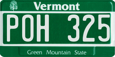 VT license plate POH325
