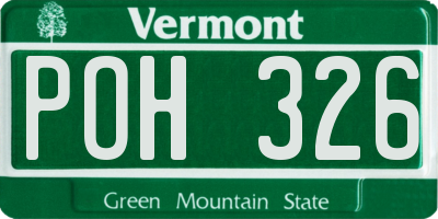 VT license plate POH326