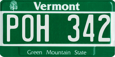 VT license plate POH342