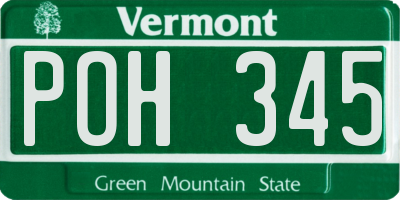 VT license plate POH345
