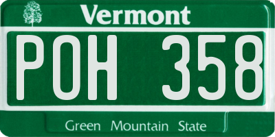 VT license plate POH358