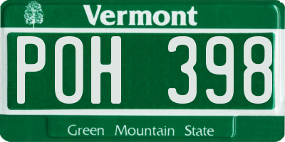 VT license plate POH398