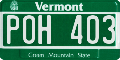 VT license plate POH403