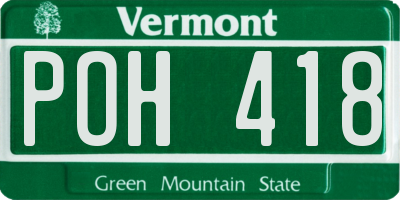 VT license plate POH418