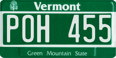 VT license plate POH455