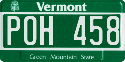 VT license plate POH458