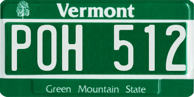 VT license plate POH512
