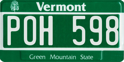 VT license plate POH598