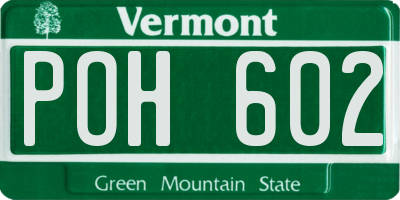 VT license plate POH602