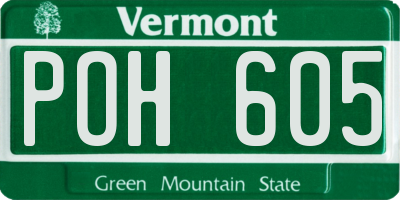 VT license plate POH605