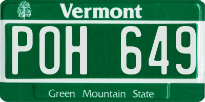 VT license plate POH649