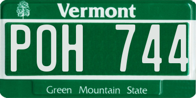 VT license plate POH744