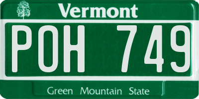 VT license plate POH749