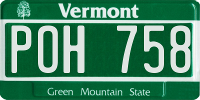 VT license plate POH758