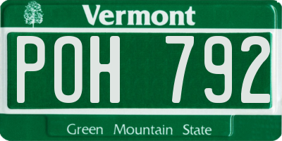 VT license plate POH792