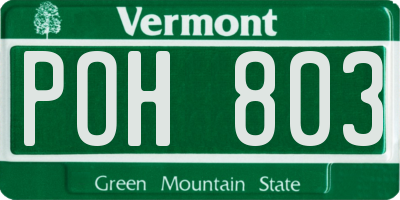 VT license plate POH803